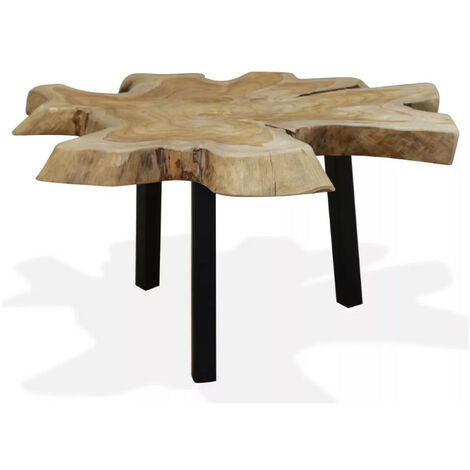 Table basse teck massif clair et pieds métal noir Will