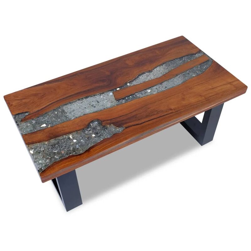 Table basse Table de terrasse Teck Résine 100 x 50 cm - Brun