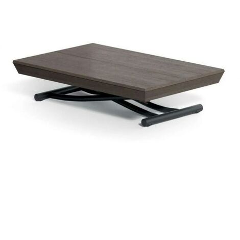 Table basse transformable LEONARDO en métal et Chêne Gris - gris