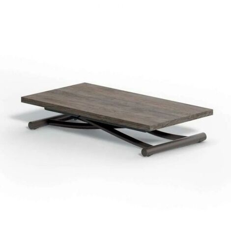 Table basse transformable MONDIAL en métal et éco-bois Gris - gris