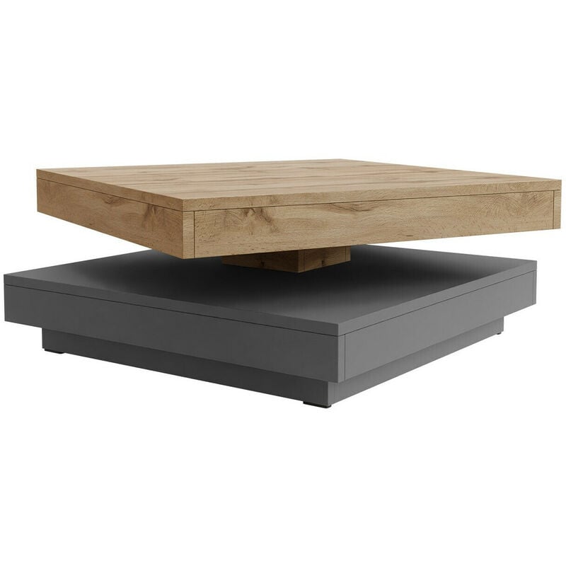 Table basse transformateur Comfivo 385, Graphite + Chêne wotan, 34x70x70cm, Diamètre: 0, Stratifié, Angulaire