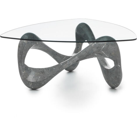 Table basse transparente-grise 100 cm x 100 cm H. 42.5 cm
