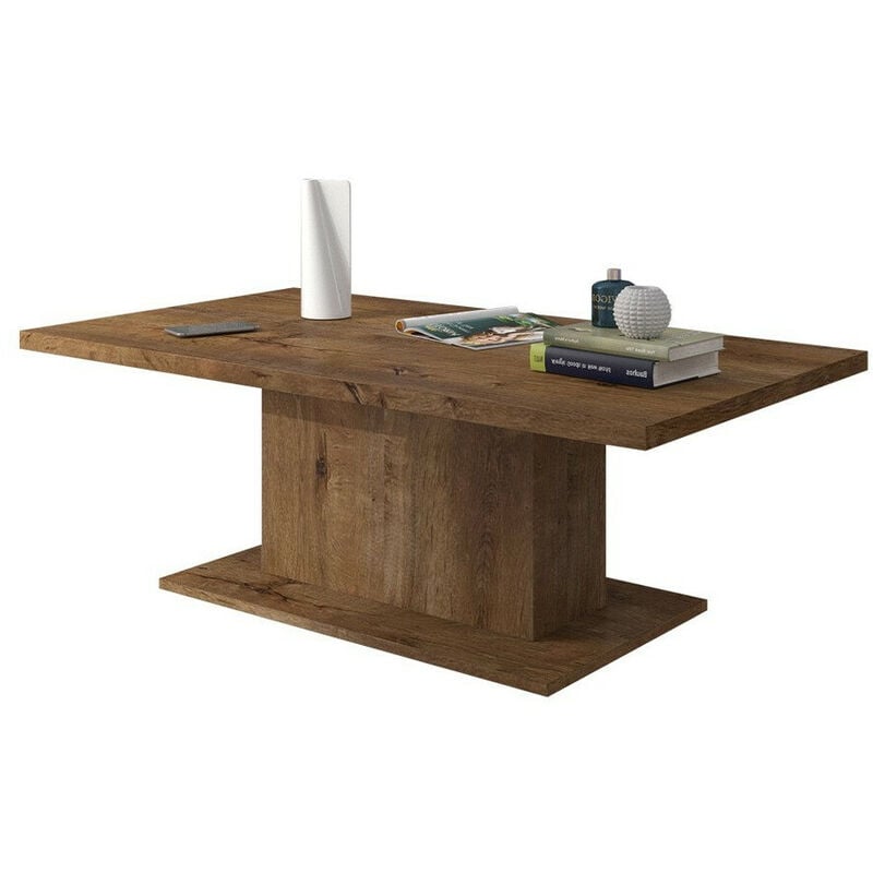 Mobilier1 - Table basse Tucson 148, Chêne de Lefkas, 43x60x110cm, Diamètre: 0, Stratifié, Angulaire