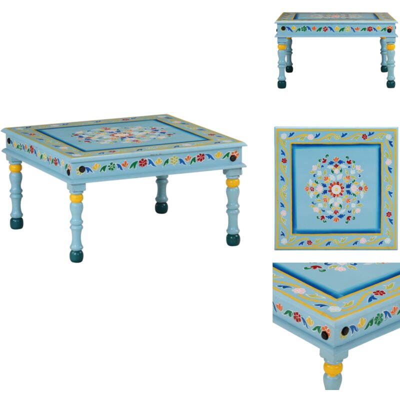Vidaxl - Table basse turquoise bois de manguier massif peint à la main - Table Basse - Table D'appoint - Mobilier Salon - Design Peint à La Main
