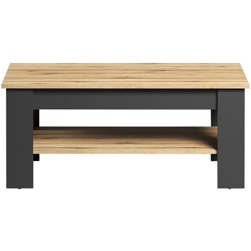 Table Basse Universe, Panneau Aggloméré Mélaminé, Anthracite, Marron, 110x47x65 cm