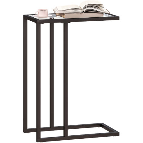 Table basse verre acier forme C 46x25x63,5 cm noire