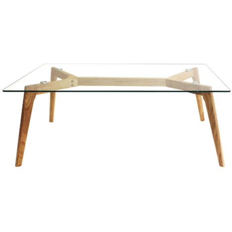 Table Basse Verre & Bois "Polax" 110cm Transparent