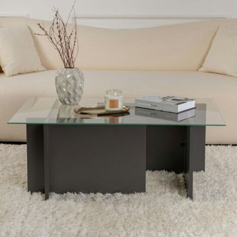 Table basse verre déstructurée – anthracite, H. 40 cm SALTA