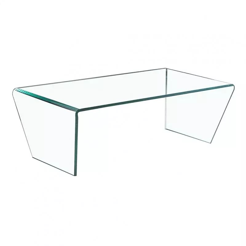 Meubletmoi - Table basse trapèze 120 cm en verre trempé et pieds inclinés - ice