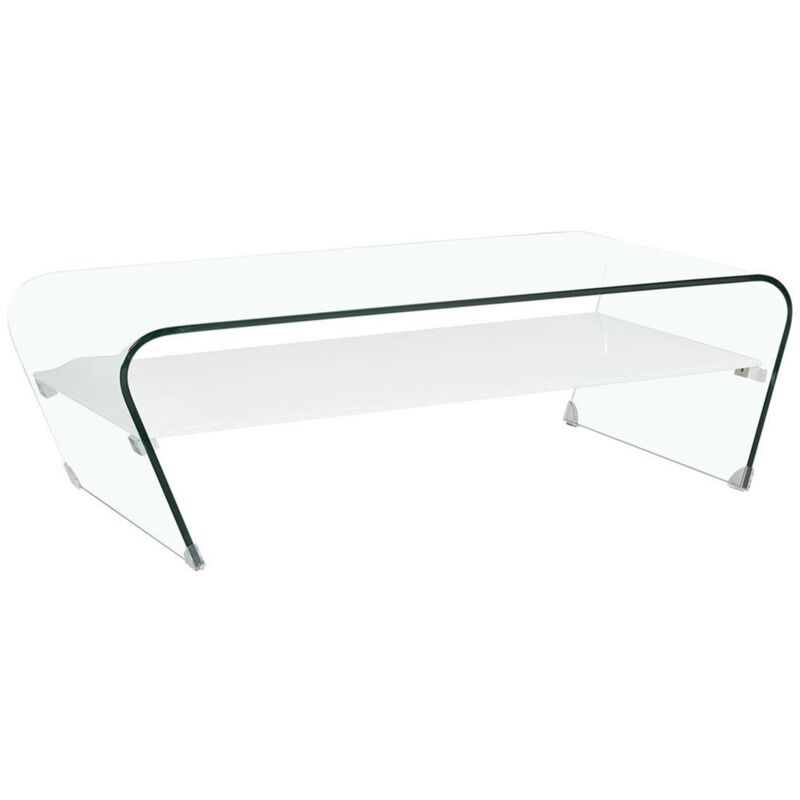 Vente-unique - Table basse - Verre trempé - Tablette blanche laquée - kelly