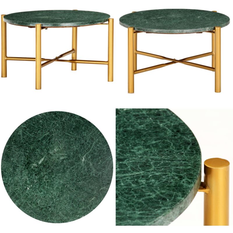 Vidaxl - Table basse Vert 60x60x35 cm Pierre véritable et texture marbre - Table Basse - Meuble Salon - Table D'appoint - Table Décorative - Style