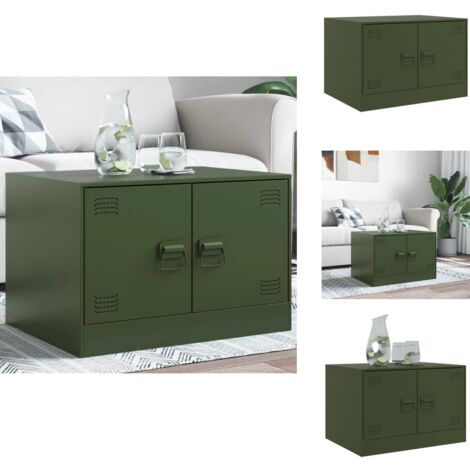 Table basse vert olive 67x50x44 cm acier - Table Basse - Table D'appoint - Meubles De Salon - Table Verte - Table En Acier