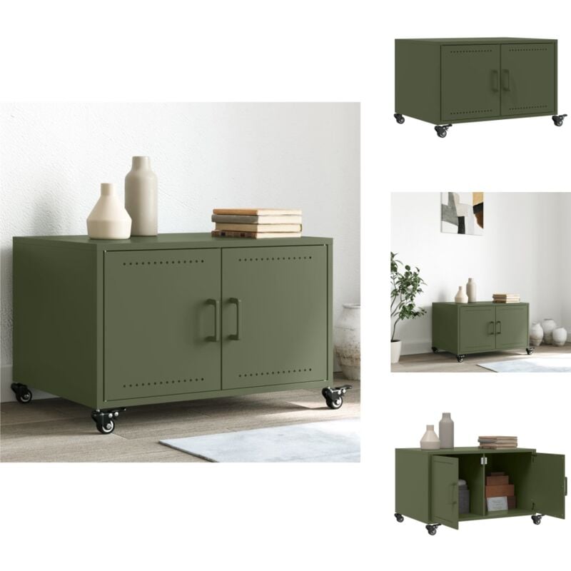 Vidaxl - Table basse vert olive 68x50x43,5 cm acier - Table Basse - Tables Basses - Table Latérale - Bout De Canapé