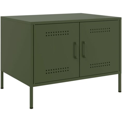Table basse vert olive 68x50x50,5 cm acier vidaXL