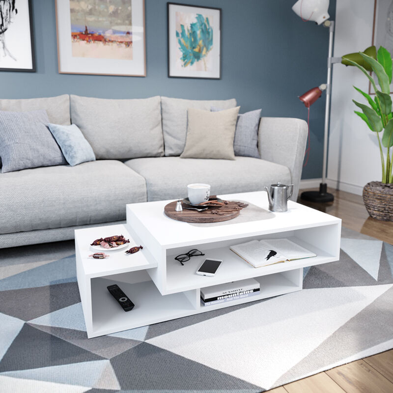 Vicco - Table basse Bari, Blanc, 105 x 60 cm