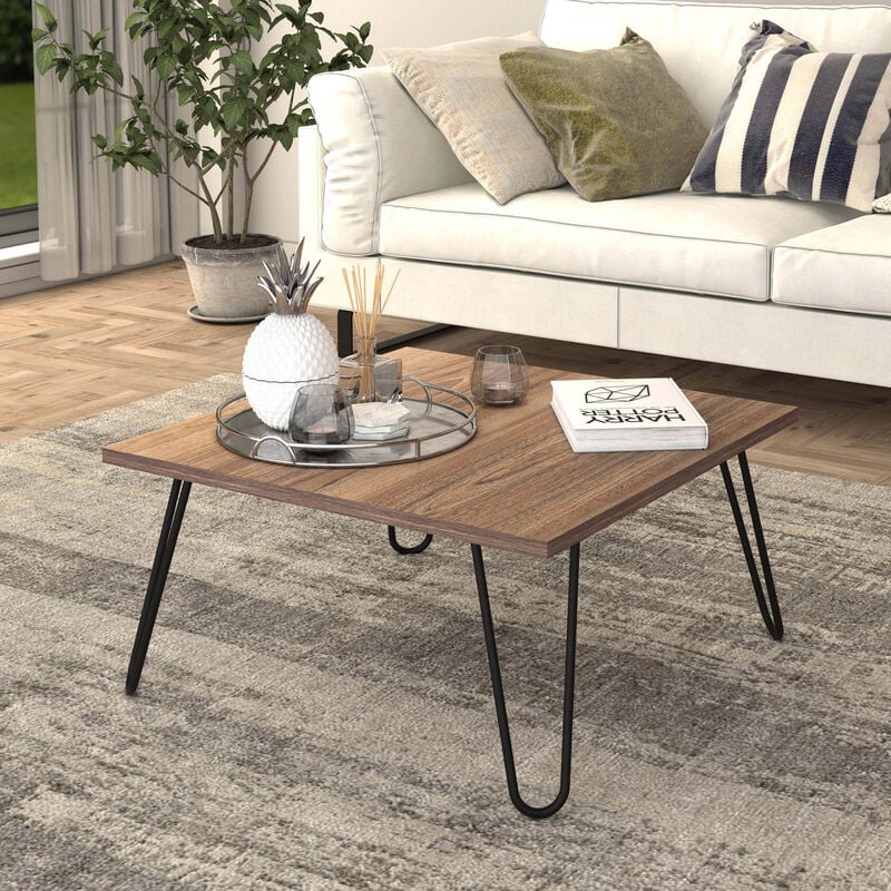 [en.casa] - Table basse Vindeln 60 x 60 x 30 cm effet noyer noir