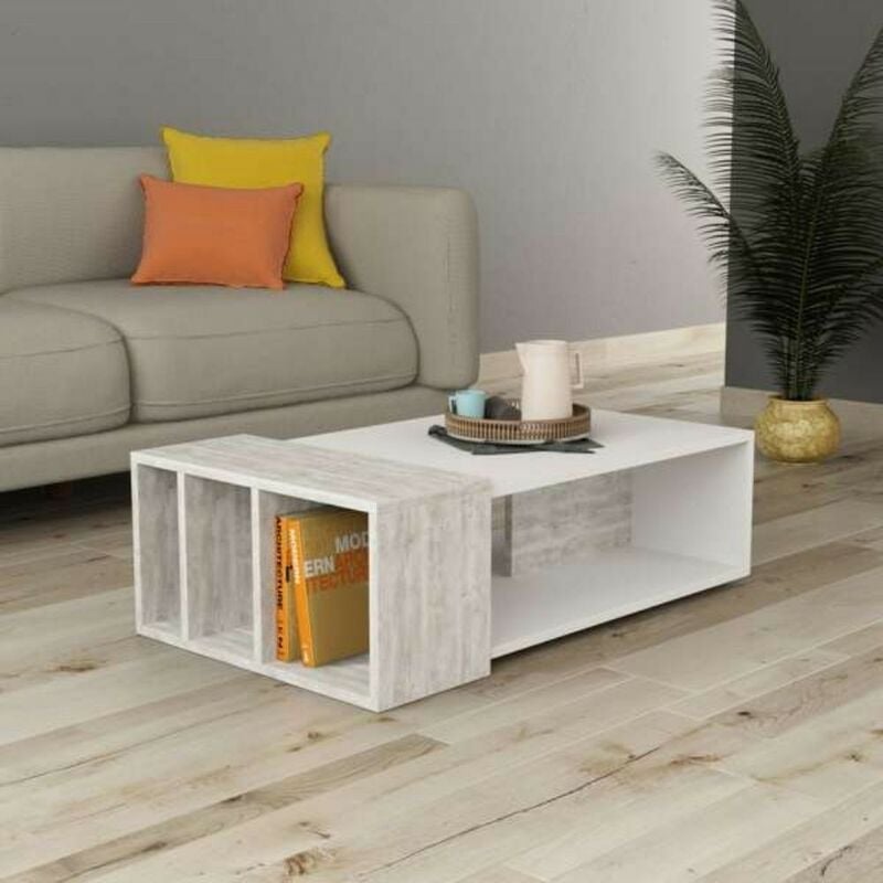 Toscohome - Table basse vintage en bois blanc 102x56.5 cm - Anita