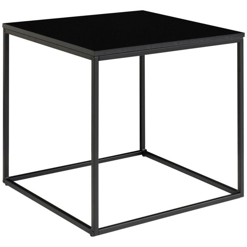 Epikasa - Table Basse Vita, Métal, Panneau Aggloméré Mélaminé, Noir, 45x45x45 cm