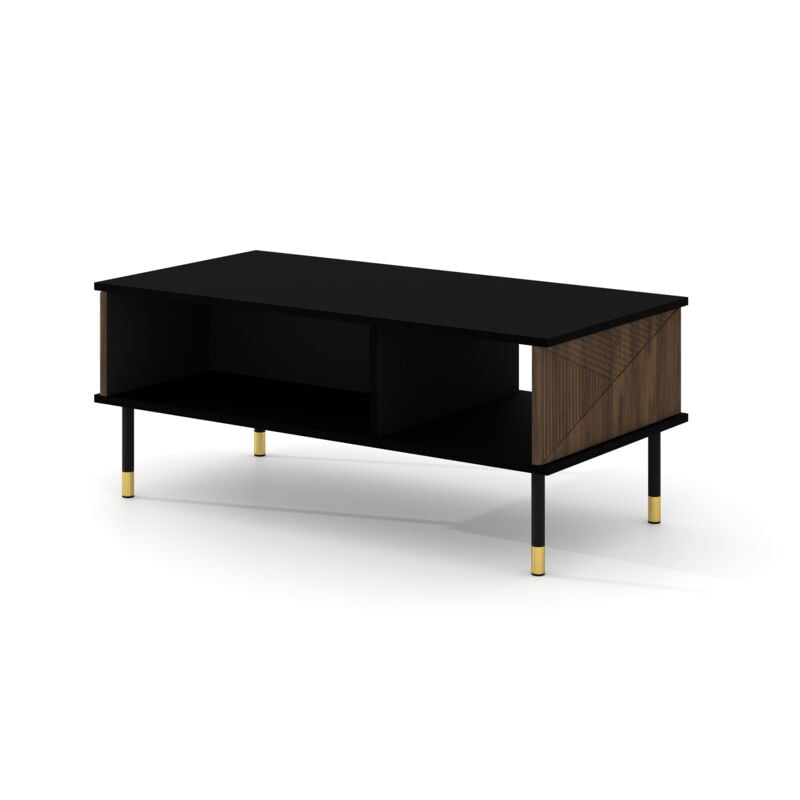 Bim Furniture - Table basse woody iv 110x55 cm fraisée noir mat / chêne catania