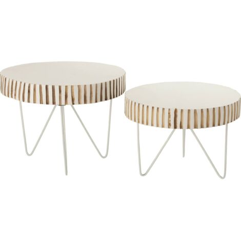 Table basse ying bois blanc design scandinave et métal élégant - Blanc naturel et bois clair