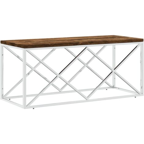 Table basse，Table d'appoint，Table de Salon acier inoxydable et bois massif de récupération CFW20552