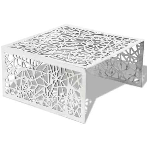 Table basse,Table d'appoint,Table de Salon argentée Design géométrique Aluminium CFW47463