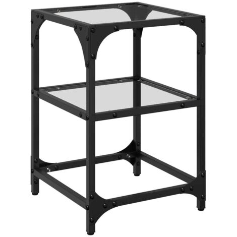 Table basse，Table d'appoint，Table de Salon avec dessus en verre transparent 30x30x45 cm acier CFW45130