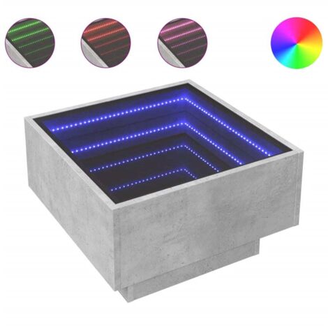 Table basse，Table d'appoint，Table de Salon avec LED gris béton 50x50x30 cm bois d'ingénierie CFW16205