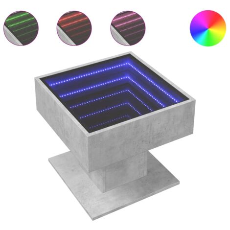 Table basse，Table d'appoint，Table de Salon avec LED gris béton 50x50x45 cm bois d'ingénierie CFW17321