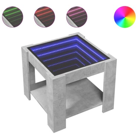Table basse，Table d'appoint，Table de Salon avec LED gris béton 53x53x45 cm bois d'ingénierie CFW91527