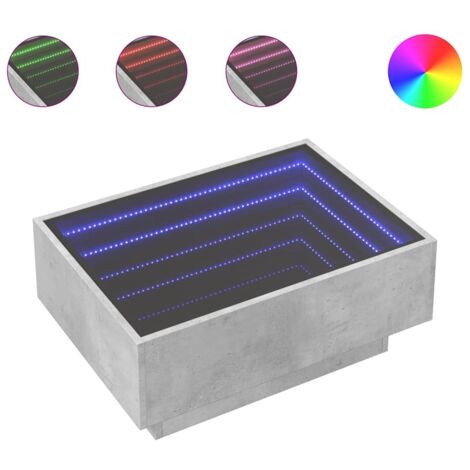 Table basse，Table d'appoint，Table de Salon avec LED gris béton 70x50x30 cm bois d'ingénierie CFW40997