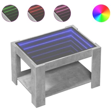 Table basse，Table d'appoint，Table de Salon avec LED gris béton 73x53x45 cm bois d'ingénierie CFW51867