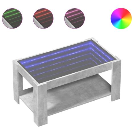 Table basse，Table d'appoint，Table de Salon avec LED gris béton 93x53x45 cm bois d'ingénierie CFW45645