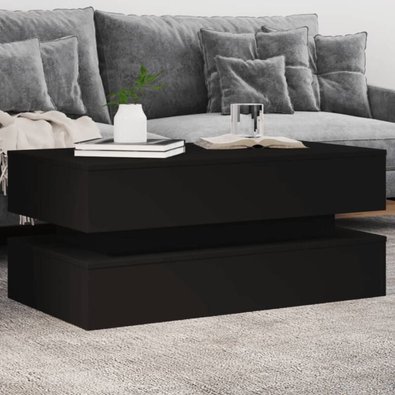 Table basse,Table d'appoint,Table de Salon avec lumières led noir 90x50x40 cm CFW990119