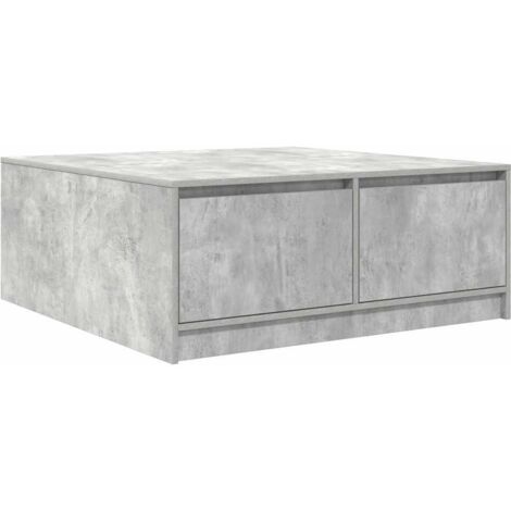 Table basse，Table d'appoint，Table de Salon avec tiroirs gris béton 100x100x40 cm CFW94052