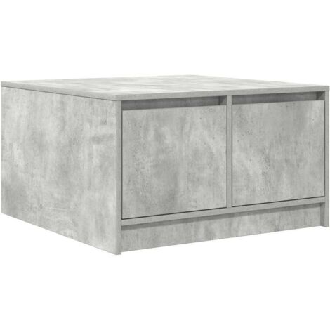 Table basse，Table d'appoint，Table de Salon avec tiroirs gris béton 70,5x70x40 cm CFW57608