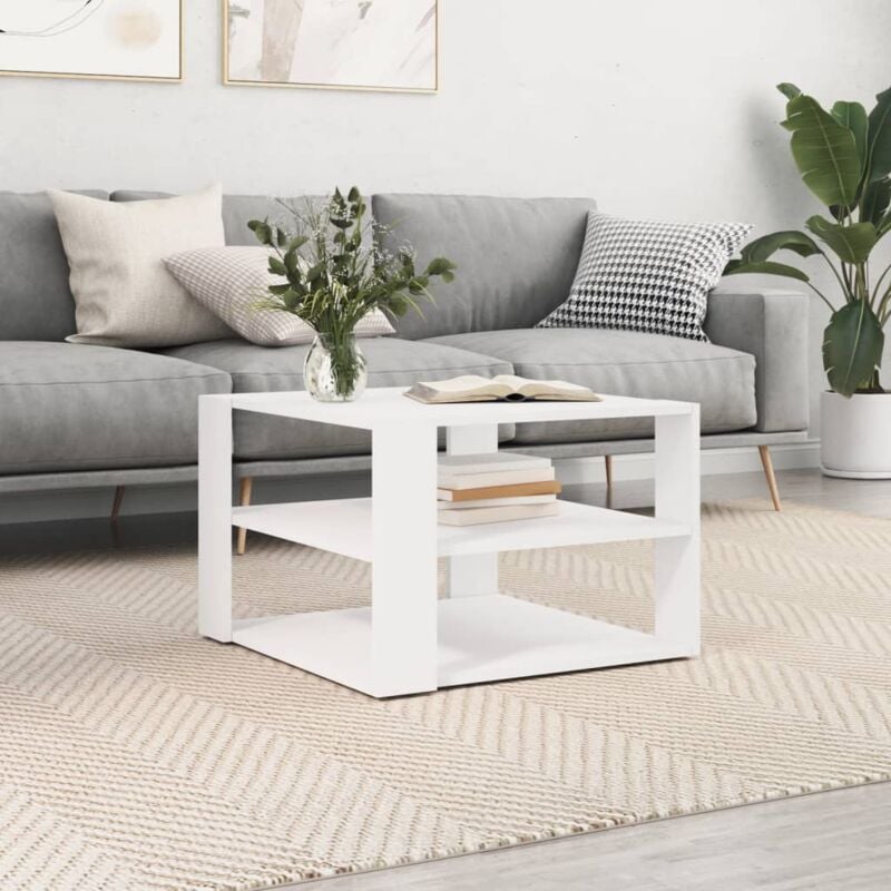 Design In - Table basse,Table d'appoint,Table de Salon blanc 59,5x59,5x40 cm bois d'ingénierie CFW290632
