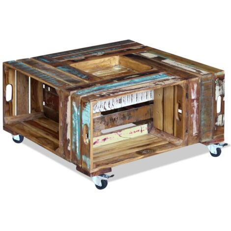 Table basse，Table d'appoint，Table de Salon Bois de récupération massif 70x70x35 cm CFW13154