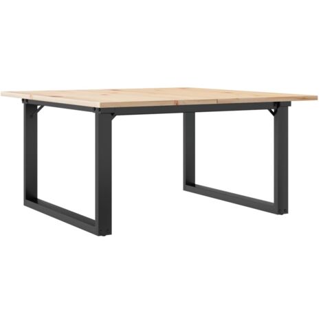 Table basse，Table d'appoint，Table de Salon cadre en O 90x90x45 cm bois de pin massif et acier CFW32928