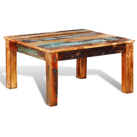 Table basse，Table d'appoint，Table de Salon carrée Bois de récupération CFW86322