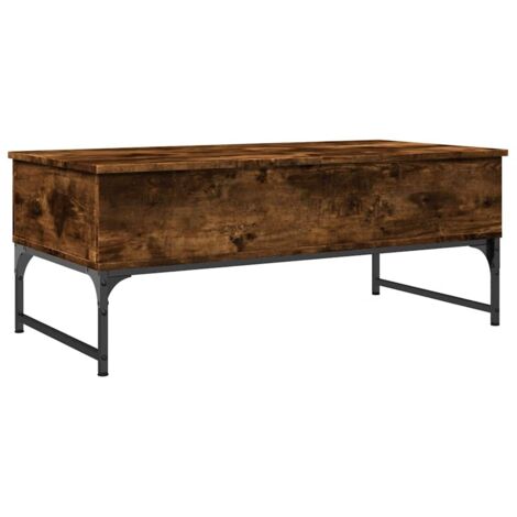 Table basse,Table d'appoint,Table de Salon chêne fumé 100x50x40 cm bois d'ingénierie et métal CFW20420