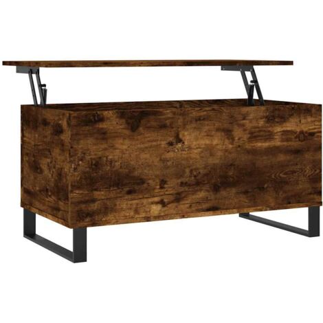 Table basse，Table d'appoint，Table de Salon Chêne fumé 90x44,5x45 cm Bois d'ingénierie CFW82473