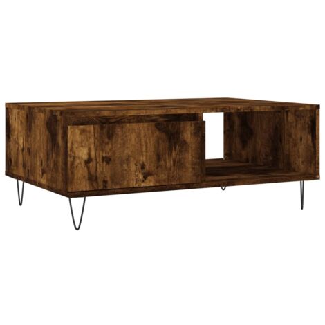 Table basse，Table d'appoint，Table de Salon chêne fumé 90x60x35 cm bois d'ingénierie CFW89759