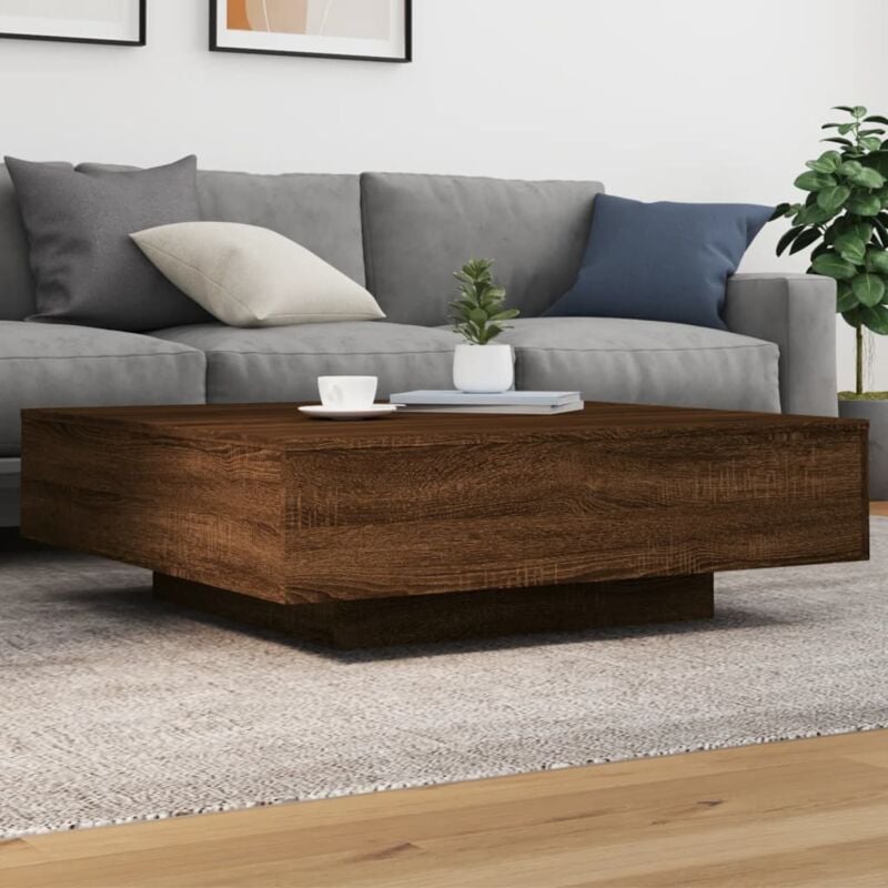 Design In - Table basse,Table d'appoint,Table de Salon chêne marron 100x100x31 cm bois d'ingénierie CFW581015