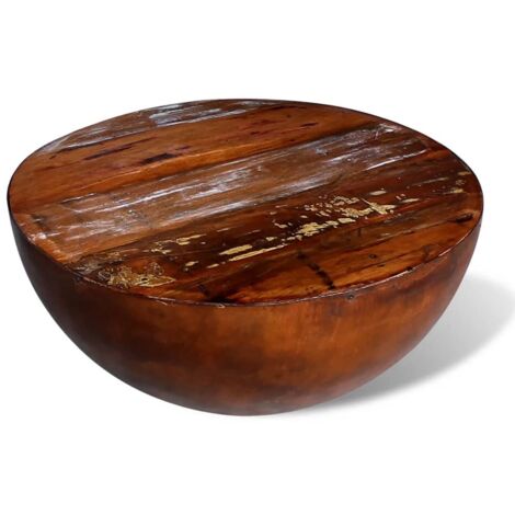 Table basse，Table d'appoint，Table de Salon Forme de bol avec base en acier Bois recyclé CFW23819
