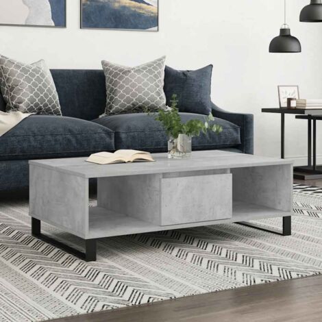 Table basse，Table d'appoint，Table de Salon gris béton 104x60x35 cm bois d'ingénierie DGBDF998763