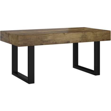 Table basse，Table d'appoint，Table de Salon Marron foncé et noir 90x45x40 cm MDF et fer CFW94900