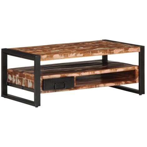Table basse，Table d'appoint，Table de Salon multicolore 90x50x36 cm bois de récupération massif CFW45650