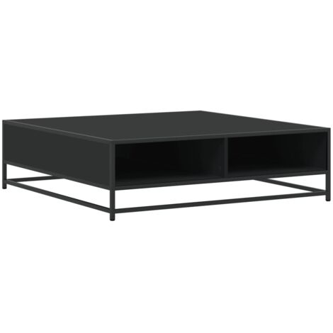Table basse，Table d'appoint，Table de Salon noir 100x100x30 cm bois d'ingénierie et métal CFW36527