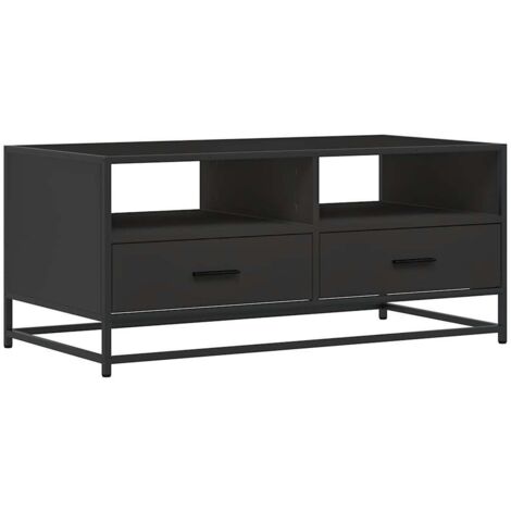 Table basse，Table d'appoint，Table de Salon noir 100x50x45 cm bois d'ingénierie et métal CFW84129
